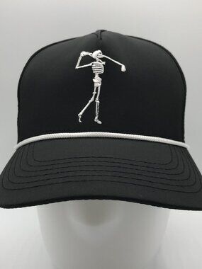 Bamveio Funny Hats Black Skeleton Golfing Mesh Back Snap Back Hat Cap